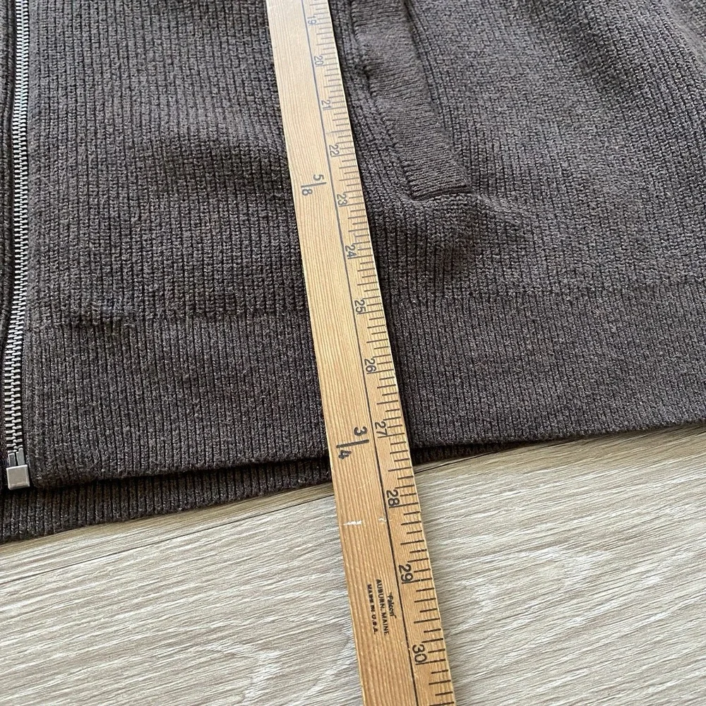 Banana Republic Ribbed Knit Full Zip Hoodie Men's XL Brown Minimal Cotton Blend